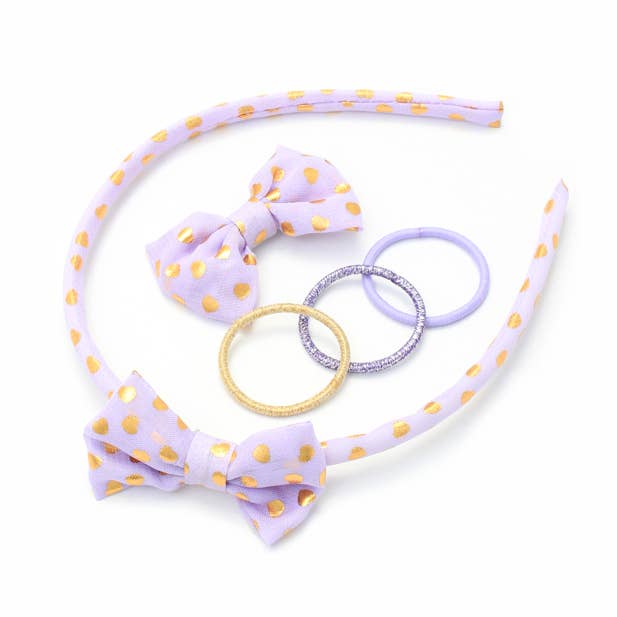Bow Headband, Clips and Small Elastics Set