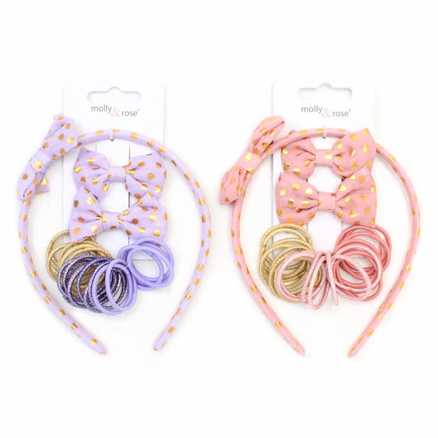 Bow Headband, Clips and Small Elastics Set