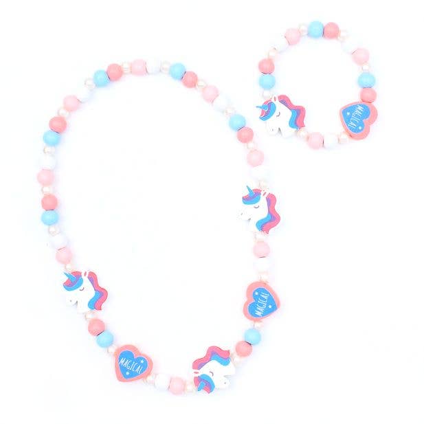 Unicorn Stretch Bead Necklace And Bracelet Set