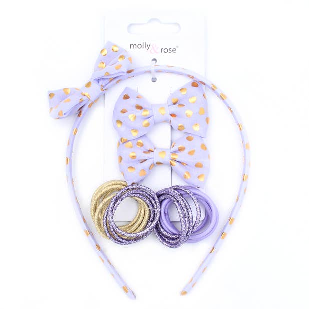Bow Headband, Clips and Small Elastics Set
