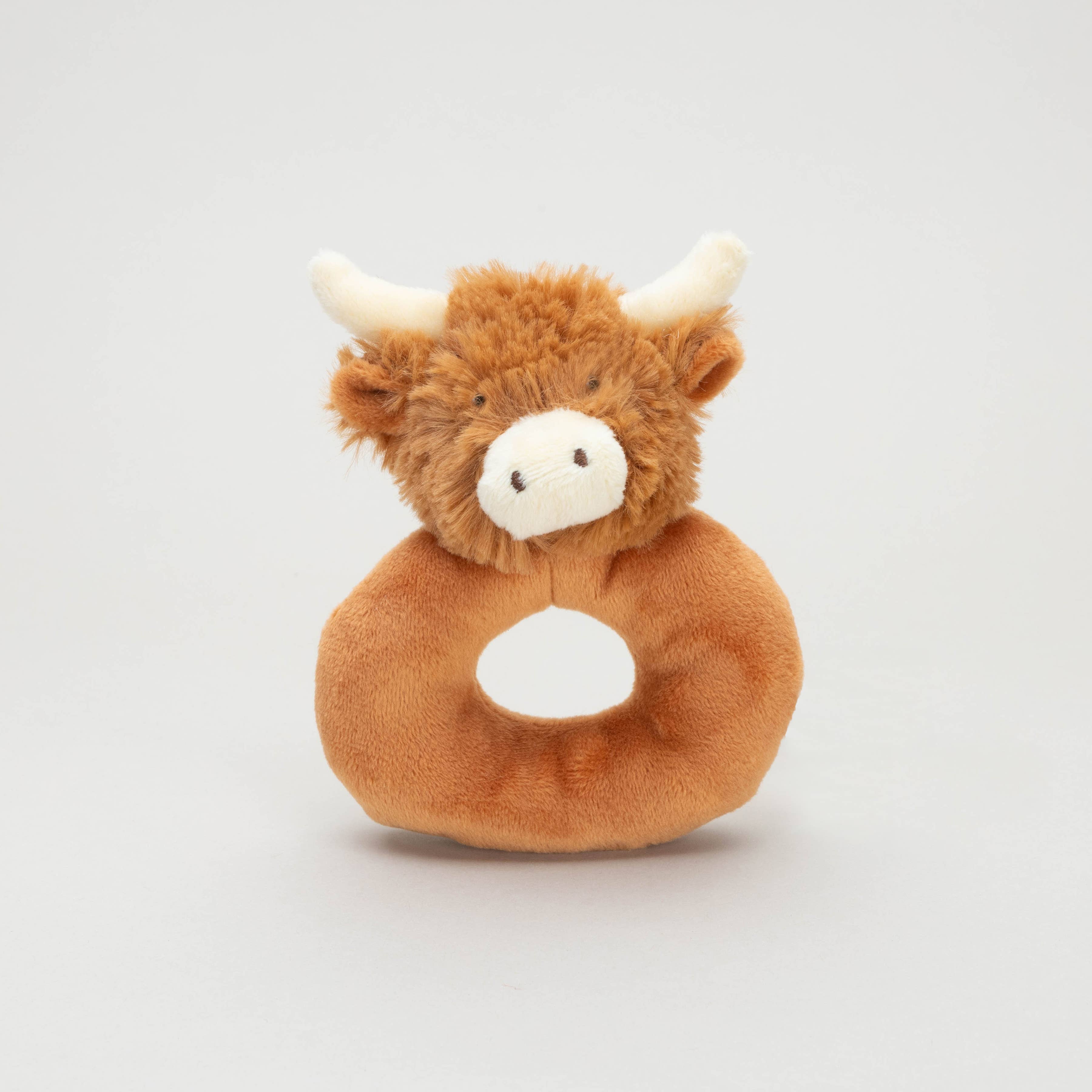 Highland Brown Cow Baby Plush Rattle