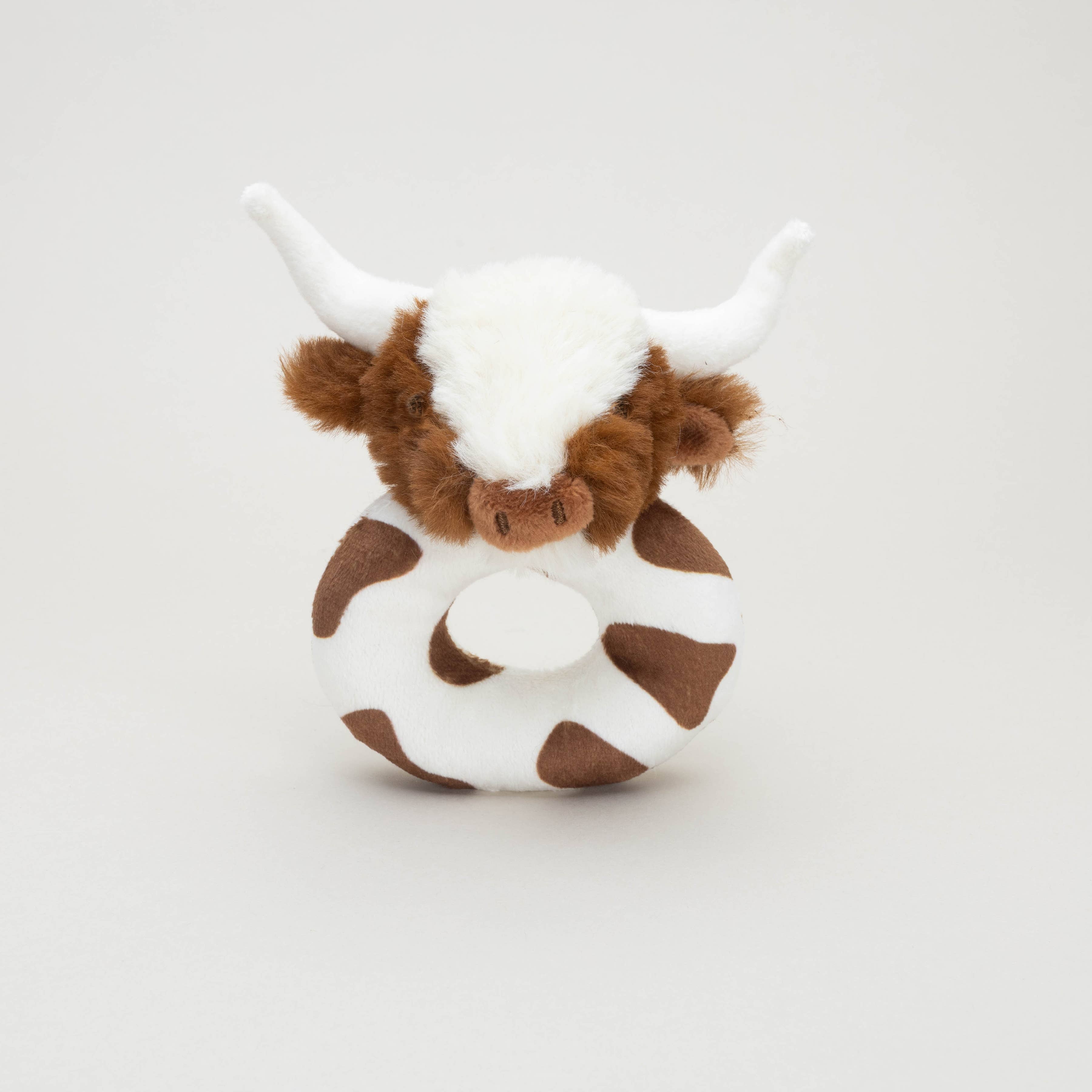 Texas Longhorn Highland Brown Cow Baby Plush Rattle