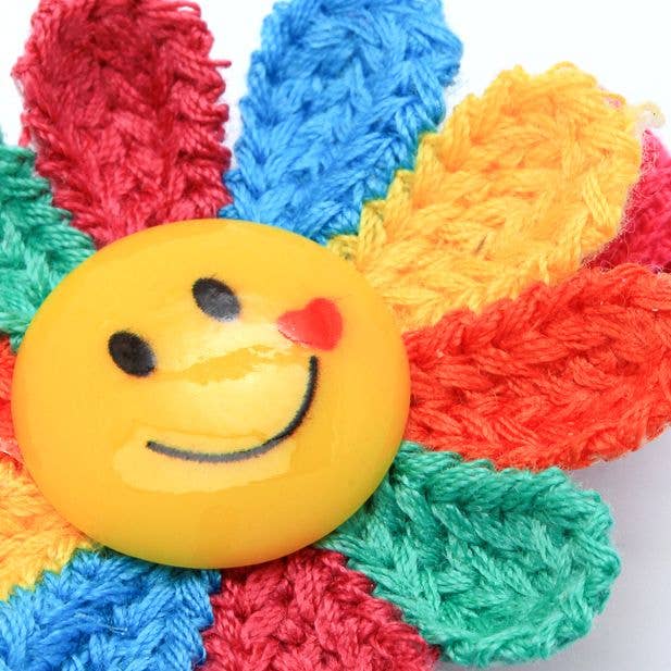 2 Smiley Face Rainbow Flower Hair Clips