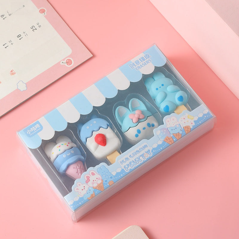 Ice-cream & Bunny Eraser Set