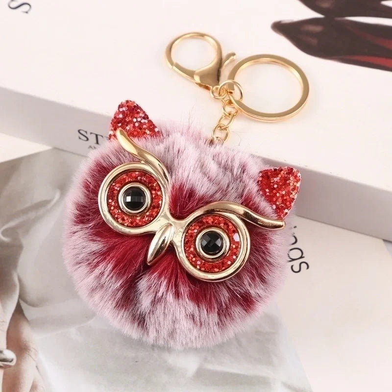 Bordeaux Frost Owl Plush Keychain