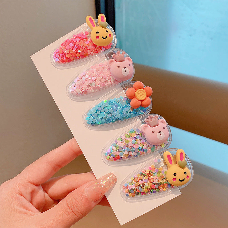 5x Set of Sequinned Themed Hair Clips