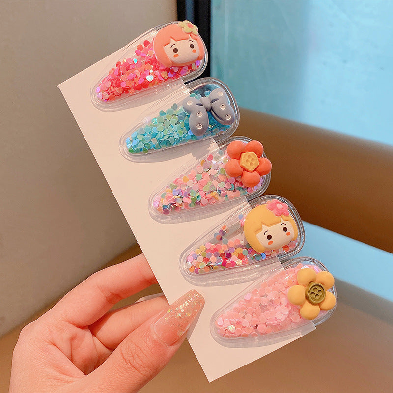 5x Set of Sequinned Themed Hair Clips