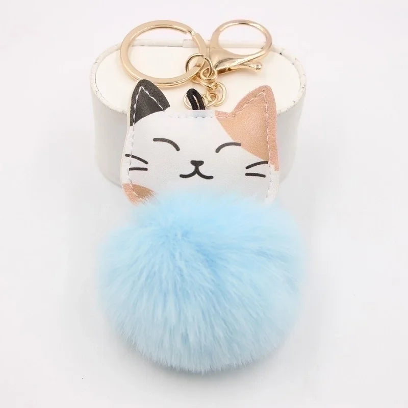 Light Blue Plush Kitten Keychain