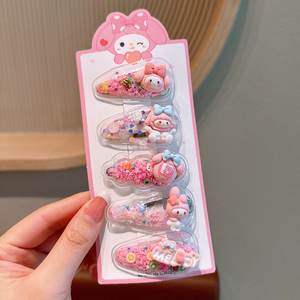 5x Set of Sequinned Themed Hair Clips