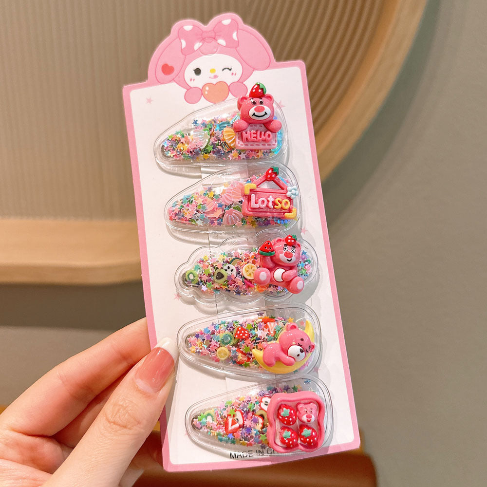 5x Set of Sequinned Themed Hair Clips