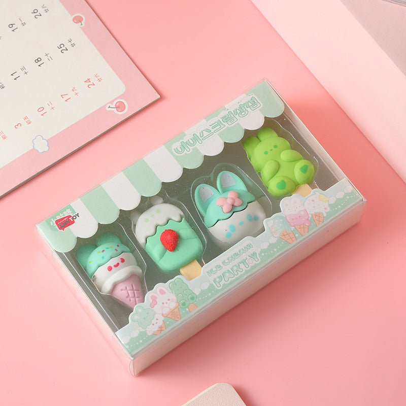 Ice-cream & Bunny Eraser Set