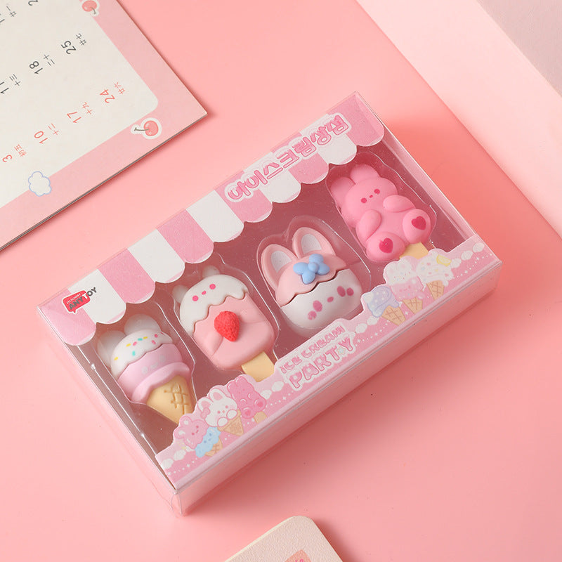 Ice-cream & Bunny Eraser Set