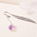 Glass Dried Feather Metal Bookmark