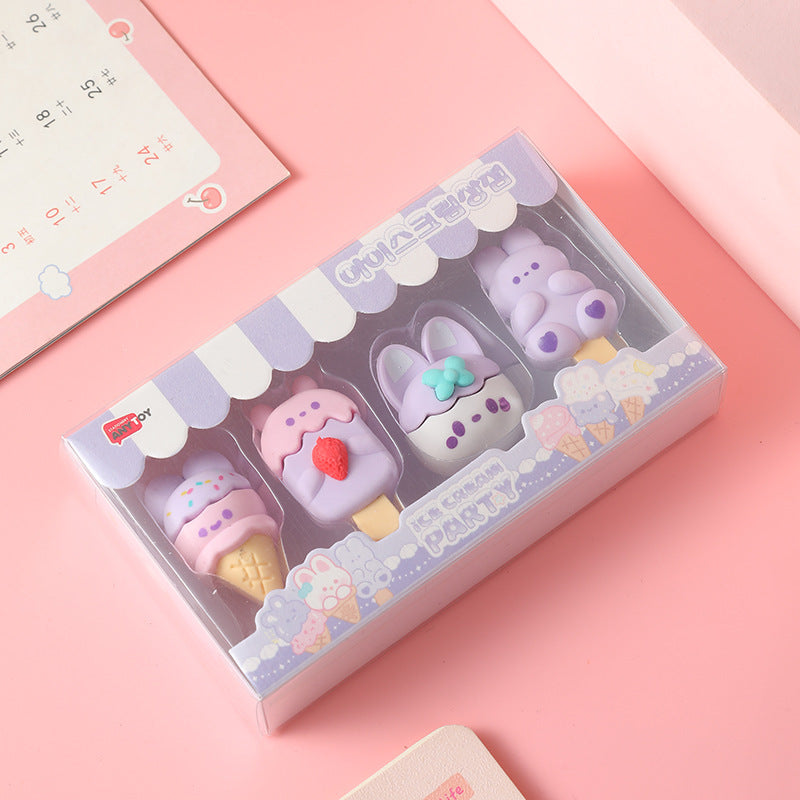 Ice-cream & Bunny Eraser Set