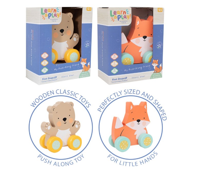 First Steps Wooden Push Along Toy | Bear or Fox