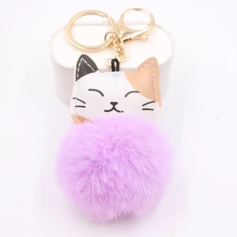 Purple Plush Kitten Keychain