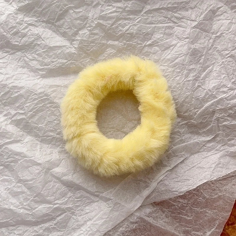 Yellow plush hair tie