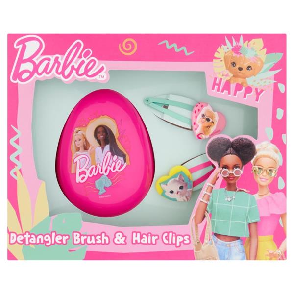 Barbie Detangling Brush & Hair Clip Set