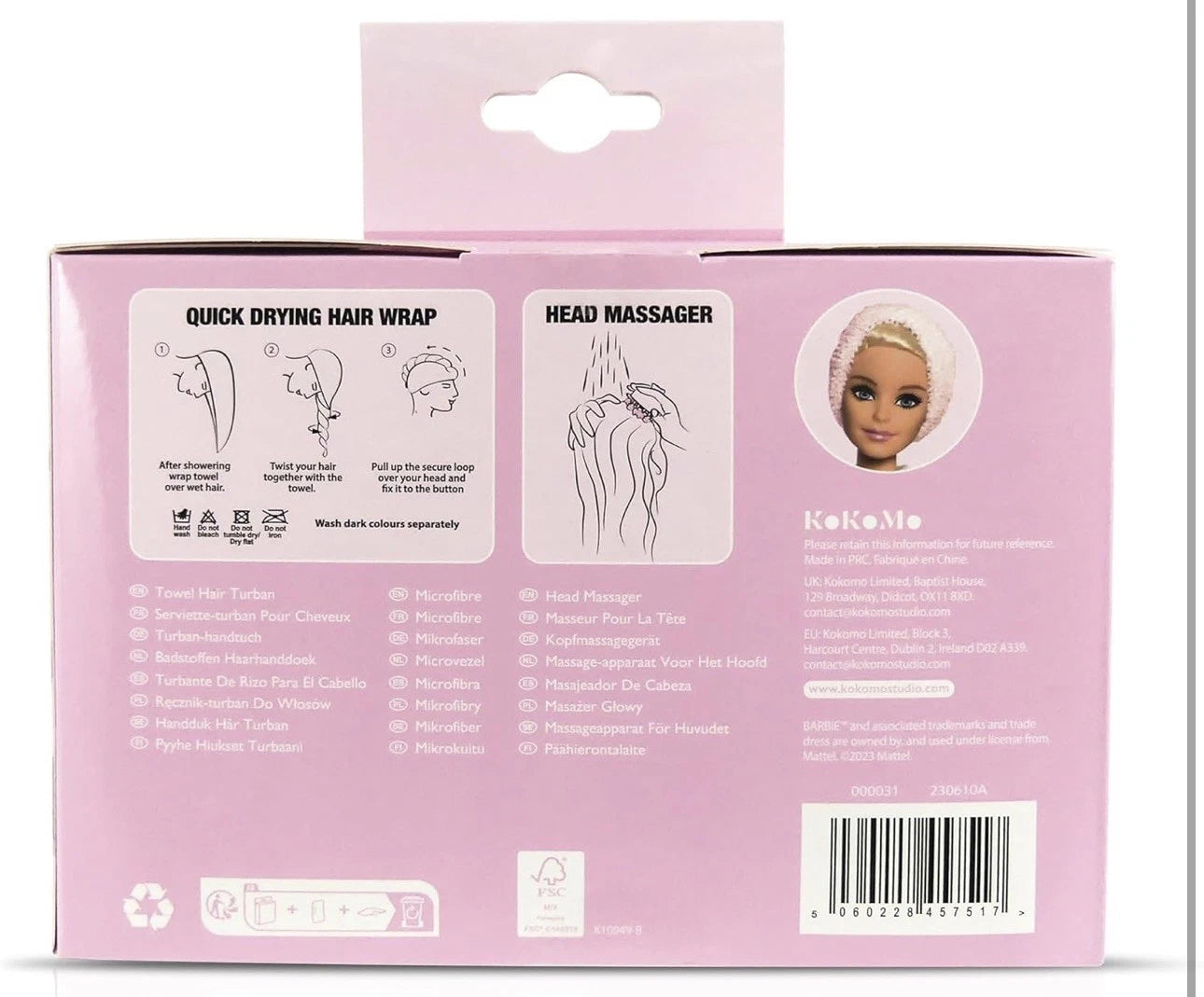 Barbie Towel Turban & Scalp Massager Gift Set