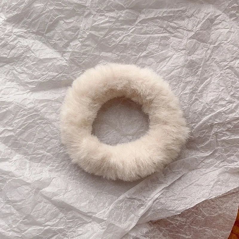 Beige Plush Hair Tie