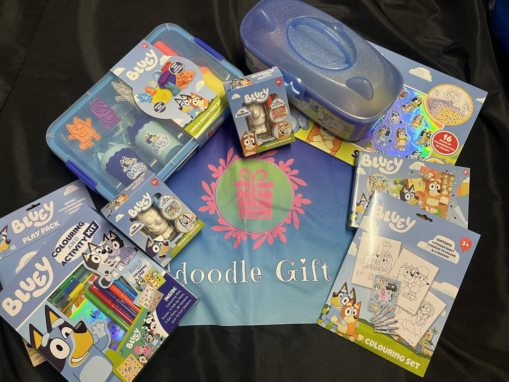 Bluey XL 6 Item Bundle - Activity, Play Pack, Mosaic, Squishy, Sticker Pad & More