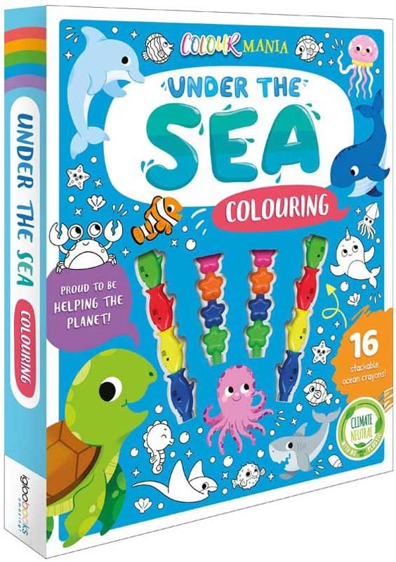 Colourmania Under The Sea Colouring Book | 30+ Pages & 16 Stackable Crayons