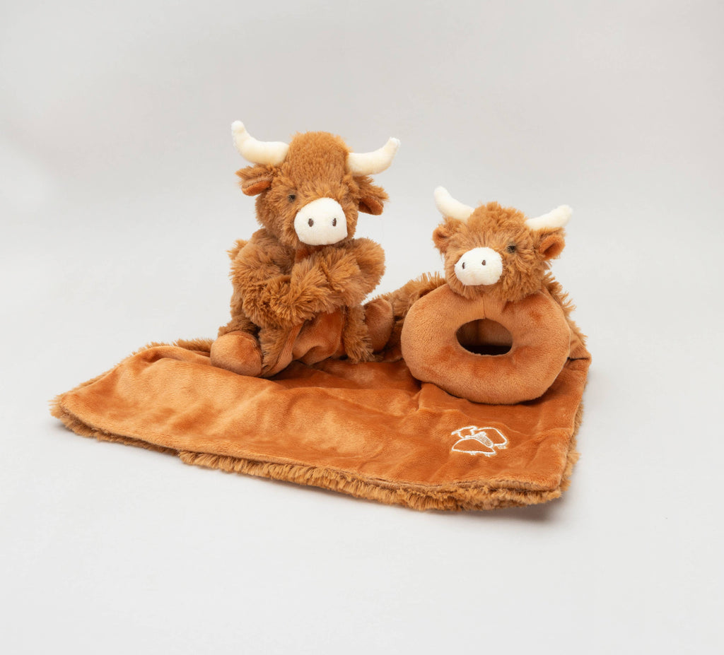 Highland Brown Cow Baby Plush Rattle
