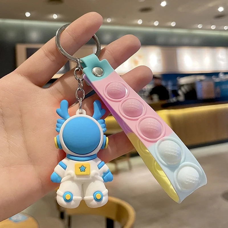 Deep Blue Astronaut Dragon Keychain