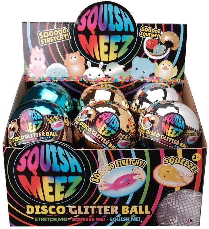 Squish Meez Disco Glitter Ball | 2 Squishy Characters Inside