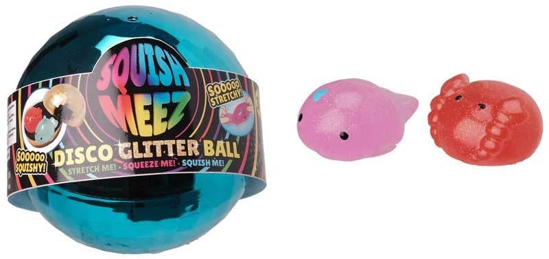 Squish Meez Disco Glitter Ball | 2 Squishy Characters Inside