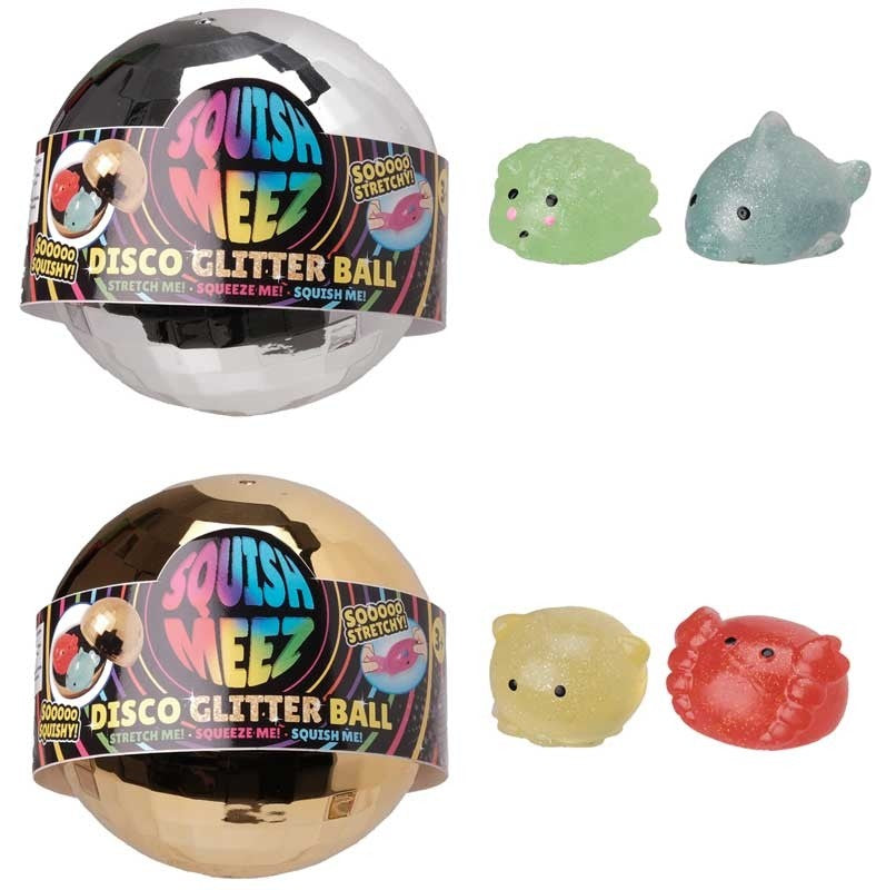 Squish Meez Disco Glitter Ball | 2 Squishy Characters Inside