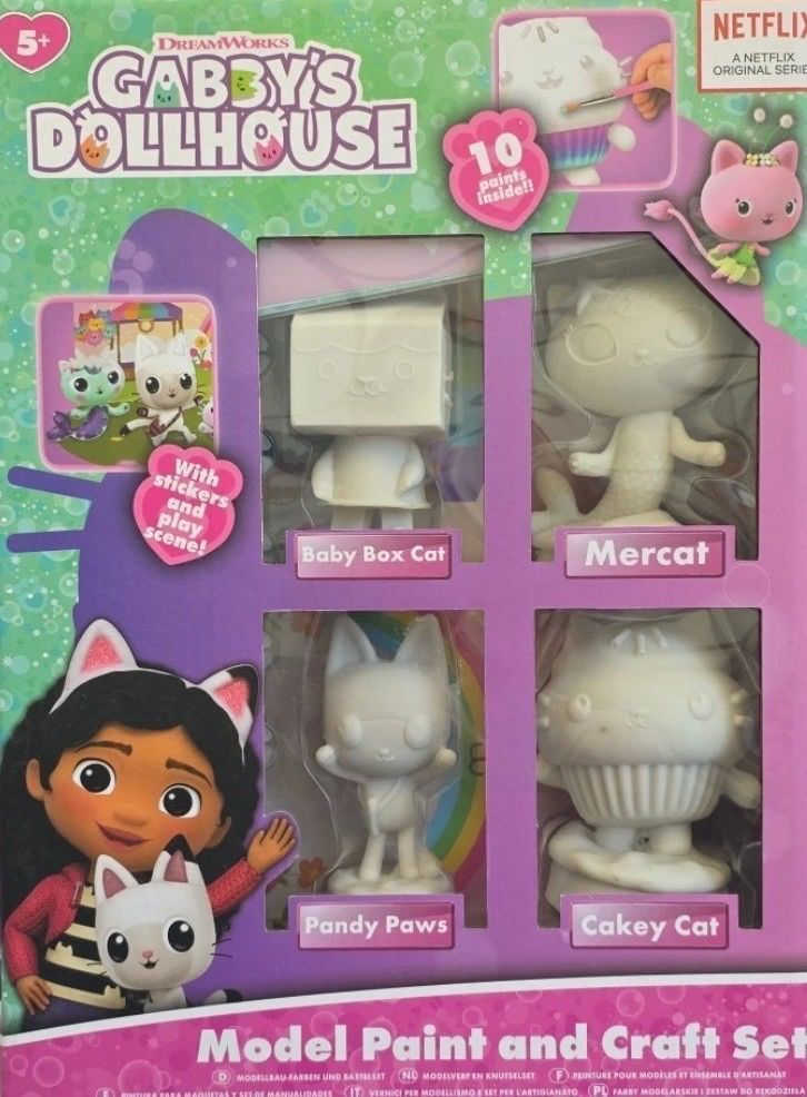 Gabby's Dollhouse 4 Item Bundle - Activity, Colouring, Stickers & Bracelet