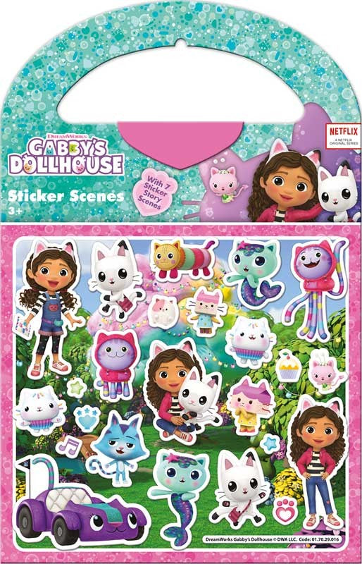 Gabby's Dollhouse 4 Item Bundle - Activity, Colouring, Stickers & Bracelet