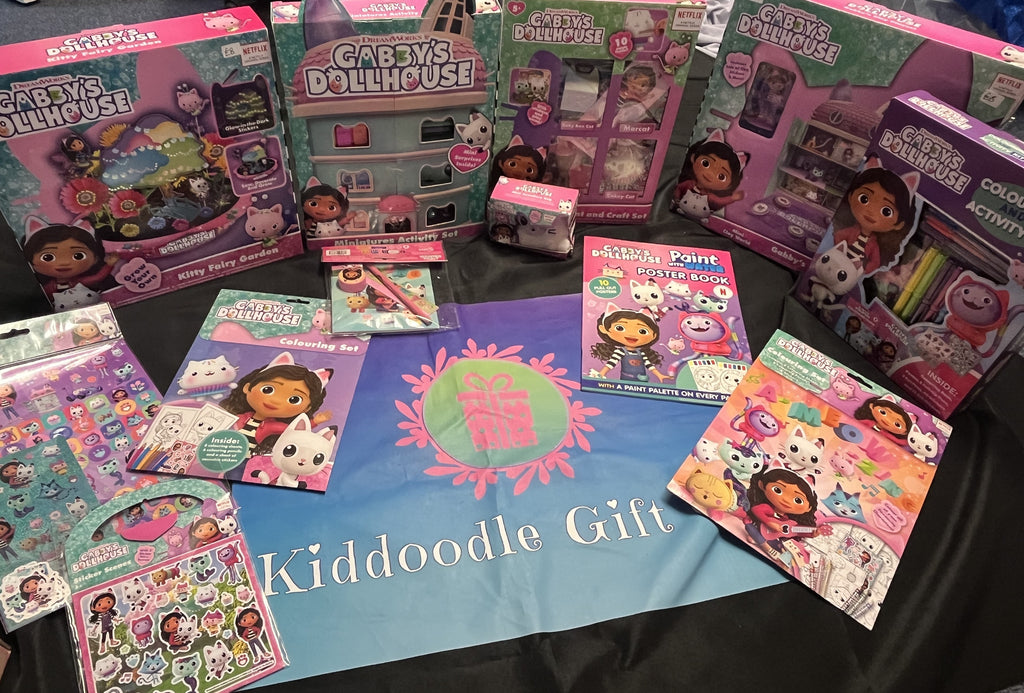 Gabby's Dollhouse 4 Item Bundle - Activity, Colouring, Stickers & Bracelet