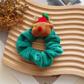 Green Reindeer Flannel Hair Tie
