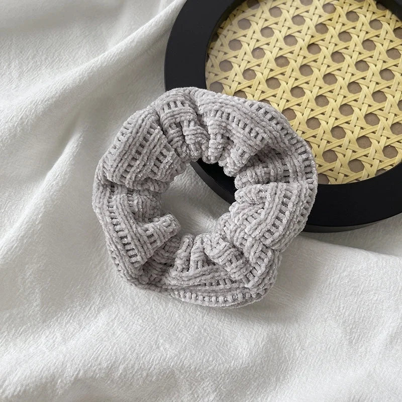 Grey Knit Hair Scrunchie