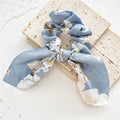 Blue Floral Rabbit Eared Scrunchie