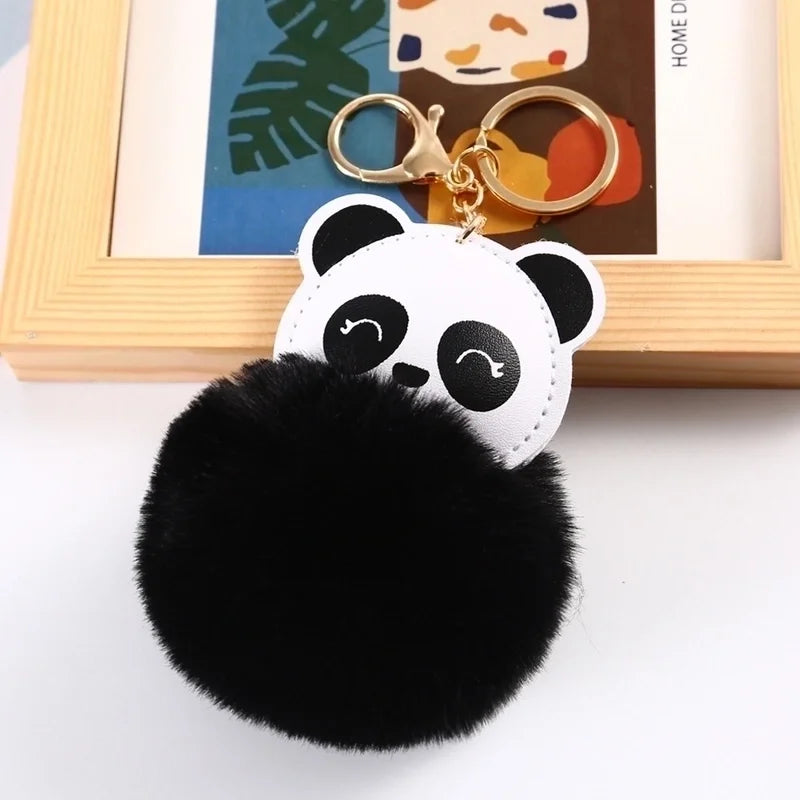 Black Plush Panda Keychain