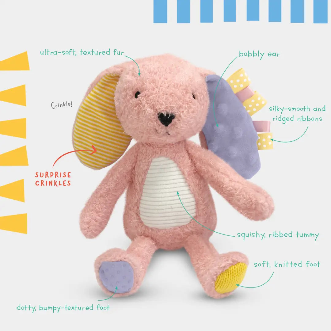 Sensory Snuggables Small Plush Bunny | Pink | Sensory Baby Toy