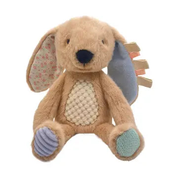 Sensory Snuggables Small Plush Bunny | Tan & Blue | Sensory Baby Toy