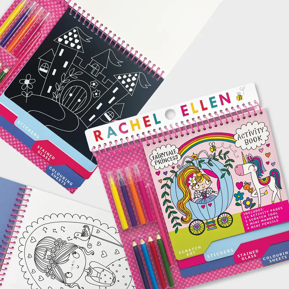 Rachel Ellen Fairytale Princess Activity Book | Scratch Art, Colouring & Stickers | 15 Pages