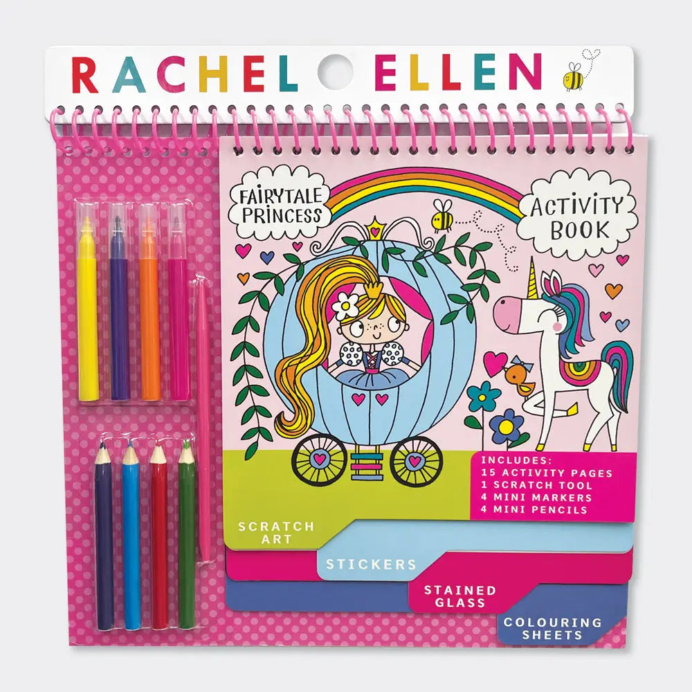 Rachel Ellen Fairytale Princess Activity Book | Scratch Art, Colouring & Stickers | 15 Pages