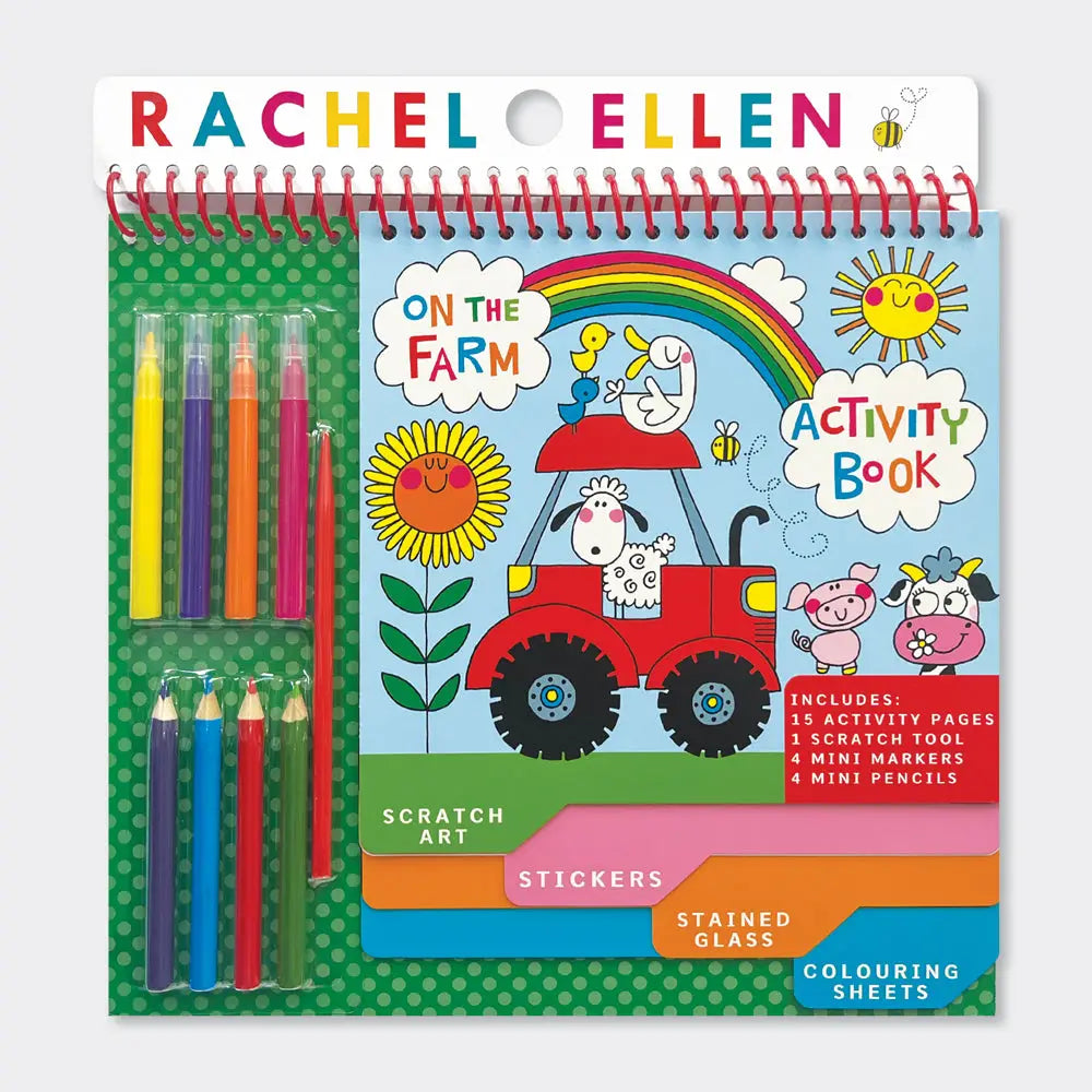 Rachel Ellen On The Farm Activity Book | Scratch Art, Colouring & Stickers | 15 Pages