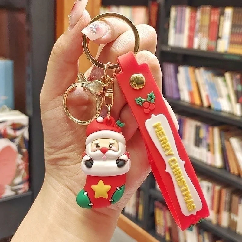 Santa in a Stocking Keyring
