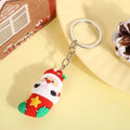 Santa In Stocking Silver Keychain