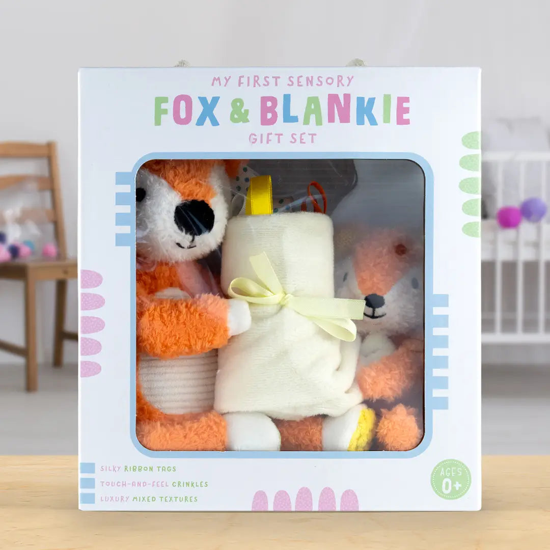 Sensory Snuggables Fox & Blankie Gift Set | My First Sensory Baby Toy
