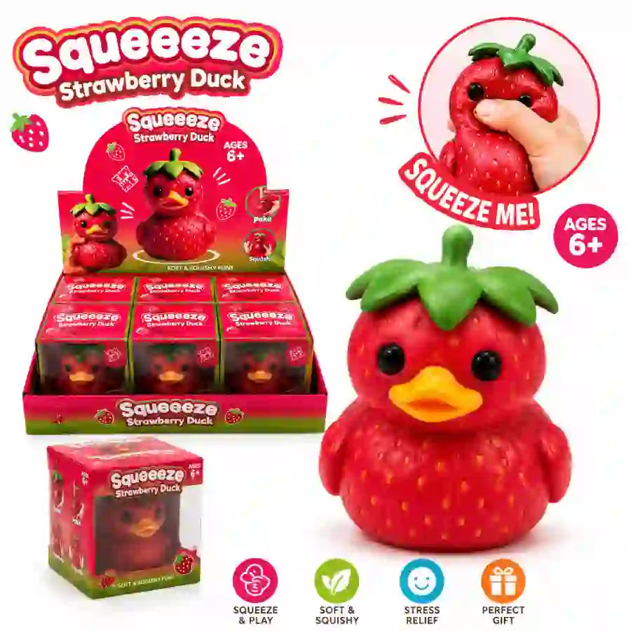 Strawberry Duck Squishy Toy