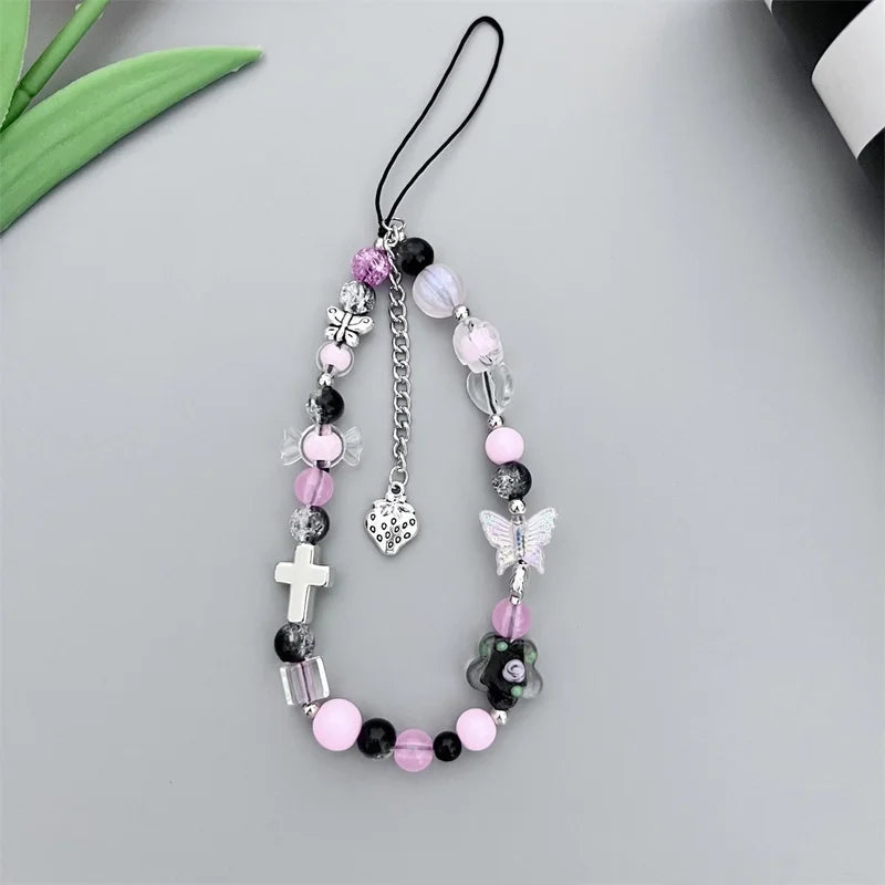 Pink & Black Phone Charm