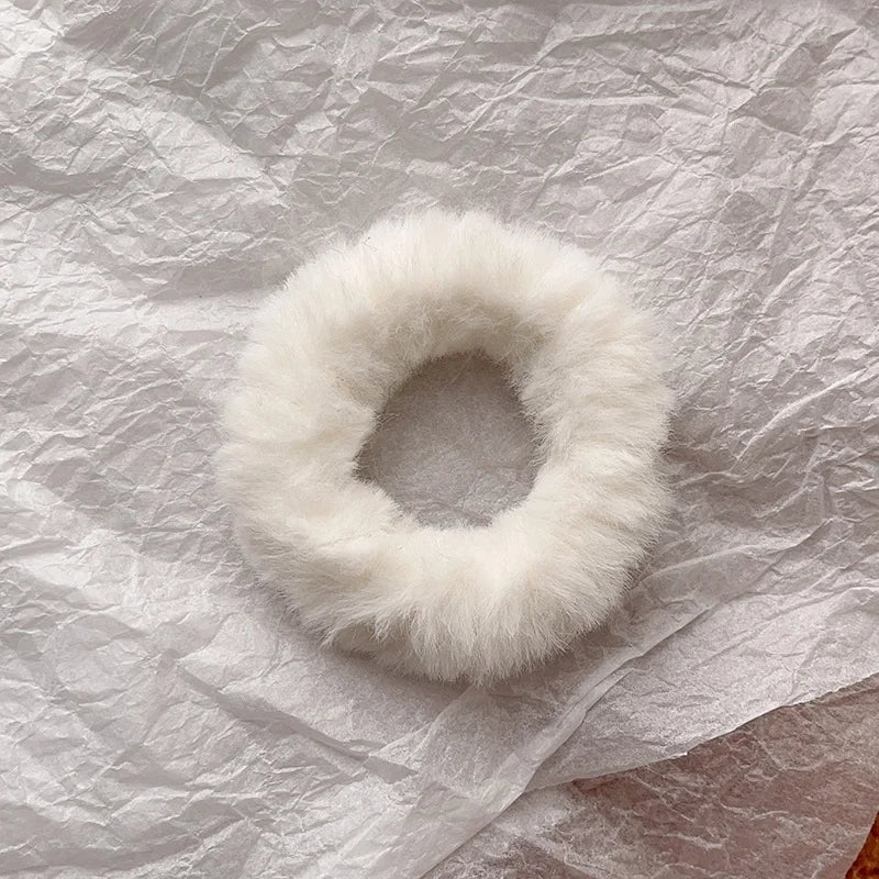 White Plush Hair Tie