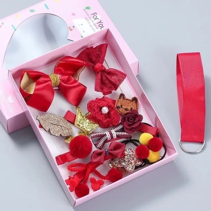 Wine Red 18 Piece Hair Accessories